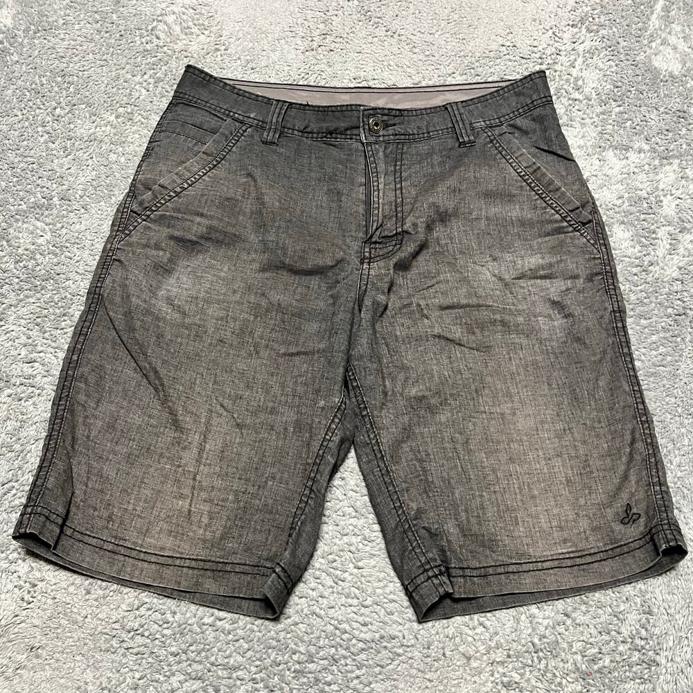 Prana Furrow Shorts Mens 32 Gray Hemp Blend Lightweight Chino Outdoors